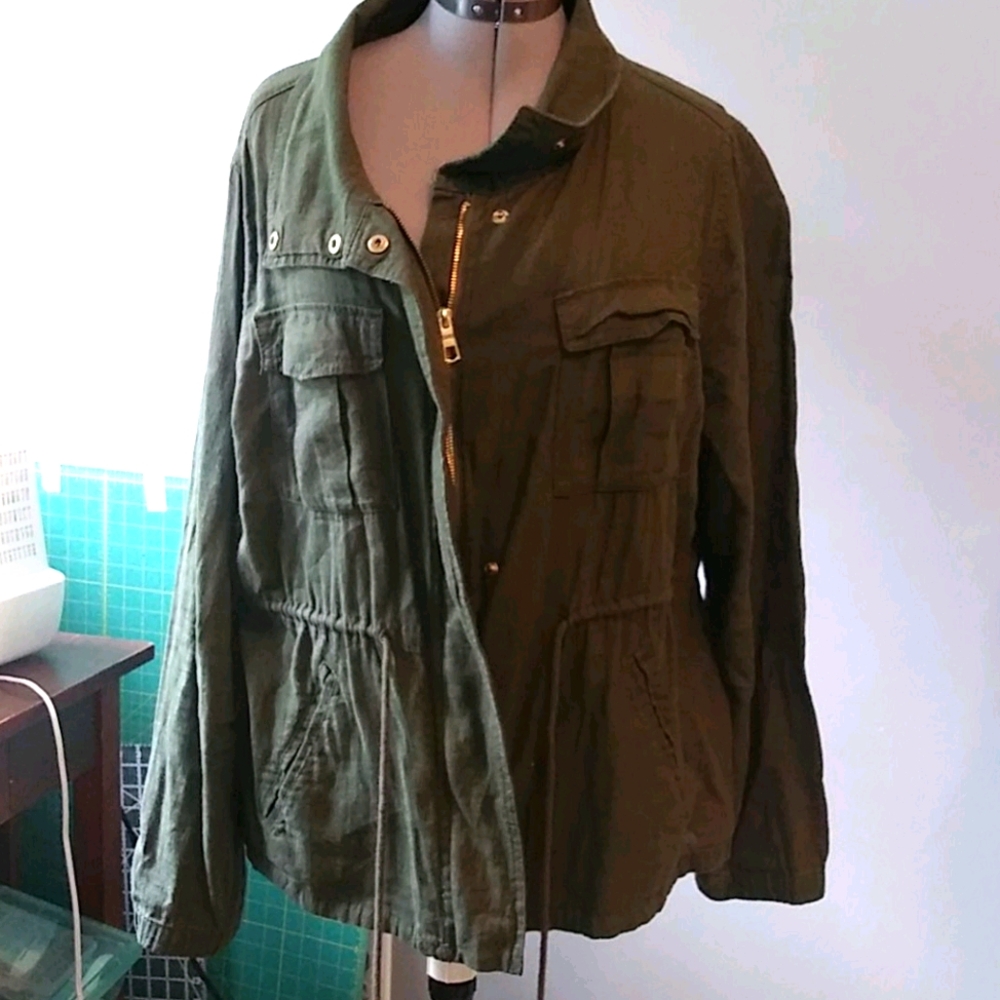 Old Navy Green Linen Jacket SZ XL